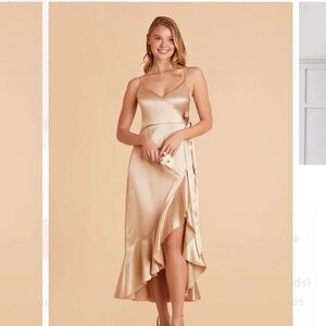 BirdyGrey YC Midi Dress Shiny Satin Gold